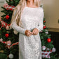 Silvery Sequin Long Sleeve Tie Waist Mini Dress