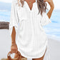 V Neck Roll Up Sleeve Hollow out Drawstring Mini Dress Vacation Dress