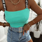 Letter Print Strap Bandeau Sleeveless Tank Causal Slim Fit High Strechy Knit Top