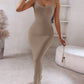 Spaghetti Strap U Neck Casual Maxi Dresses Slim Fit Cami Dress Party Club Bodycon Dress