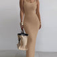 Spaghetti Strap U Neck Casual Maxi Dresses Slim Fit Cami Dress Party Club Bodycon Dress
