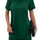 Green Contrast Lace Raglan Sleeve Pleated Detail Shift Dress