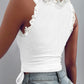 Lace Trim Side Drawstring Ribbed Tank Top