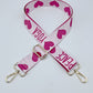 Bright Pink Heart Shape Print Adjustable Wide Bag Strap