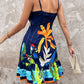 Spaghetti Strap Floral Print Ruffles Hem Dress