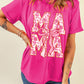 Rose Red Floral MAMA Lettering Bow Print T Shirt