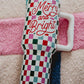 Red Merry and Bright Colorful Plaid Print Handle Portable Cup