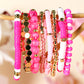 Sachet Pink 8pcs Valentine Vibe Beaded Elastic Bracelet Set