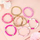 Sachet Pink 8pcs Valentine Vibe Beaded Elastic Bracelet Set
