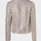 Sparkly Sequin Open Front Puff Sleeve Blazer Coat