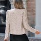 Sparkly Sequin Open Front Puff Sleeve Blazer Coat