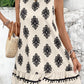 Beige Geometric Printed Sleeveless Hollowed Bowknot Back Mini Dress