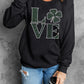 Black Rhinestone LOVE Clover Graphic St Patricks Pullover Sweatshirt