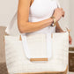 White Quilted Patchwork Large Tote Bag and Clutch 2pcs Set