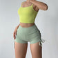 Ruched Drawstring High Waist Active Shorts