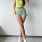 Ruched Drawstring High Waist Active Shorts