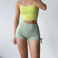 Ruched Drawstring High Waist Active Shorts
