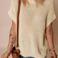 Oatmeal Solid Color Batwing Short Sleeve Round Neck Knit T Shirt