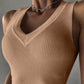 V Neck Sleeveless Bodysuit Sexy Slim Fit Ribbed Tank Body Suits