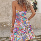 Paisley Print Halter Backless Ruffles Dress