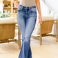 Sky Blue Slight Distressed Medium Wash Flare Jeans