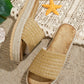 Beige Boho Woven Non-slip Wedge Slippers