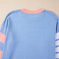 Pale Chestnut Colorblock Striped Drop Shoulder Cozy Sweater