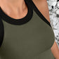 Contrast Binding Tank Tops Summer Sleeveless Basic Cami Top Shirt Slim Knit Ribbed Racerback Blouses