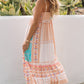 Multicolor Boho Patchwork Print Square Neck Sundress