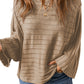 Brown Exposed Seam Ribbed Knit Dolman Top