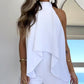 2 Pieces Outfit Halter Neck Sleeveless Tank and Casual Flowy Strechy Waist Shorts Set
