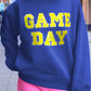 Dark Blue Game Day Crew Neck Graphic Pullover Sweatshirt