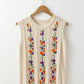 Jet Stream Embroidered Floral Cable Knit Sweater Vest