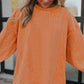 Orange Ribbed Corded Oversized Sweatshirt