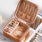 Camel Retro Floral Print Portable Square Jewelry Box