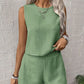 2 Pieces Summer Outfits Round Neck Sleeveless Tank Top and Casual Loose Fit Shorts Set