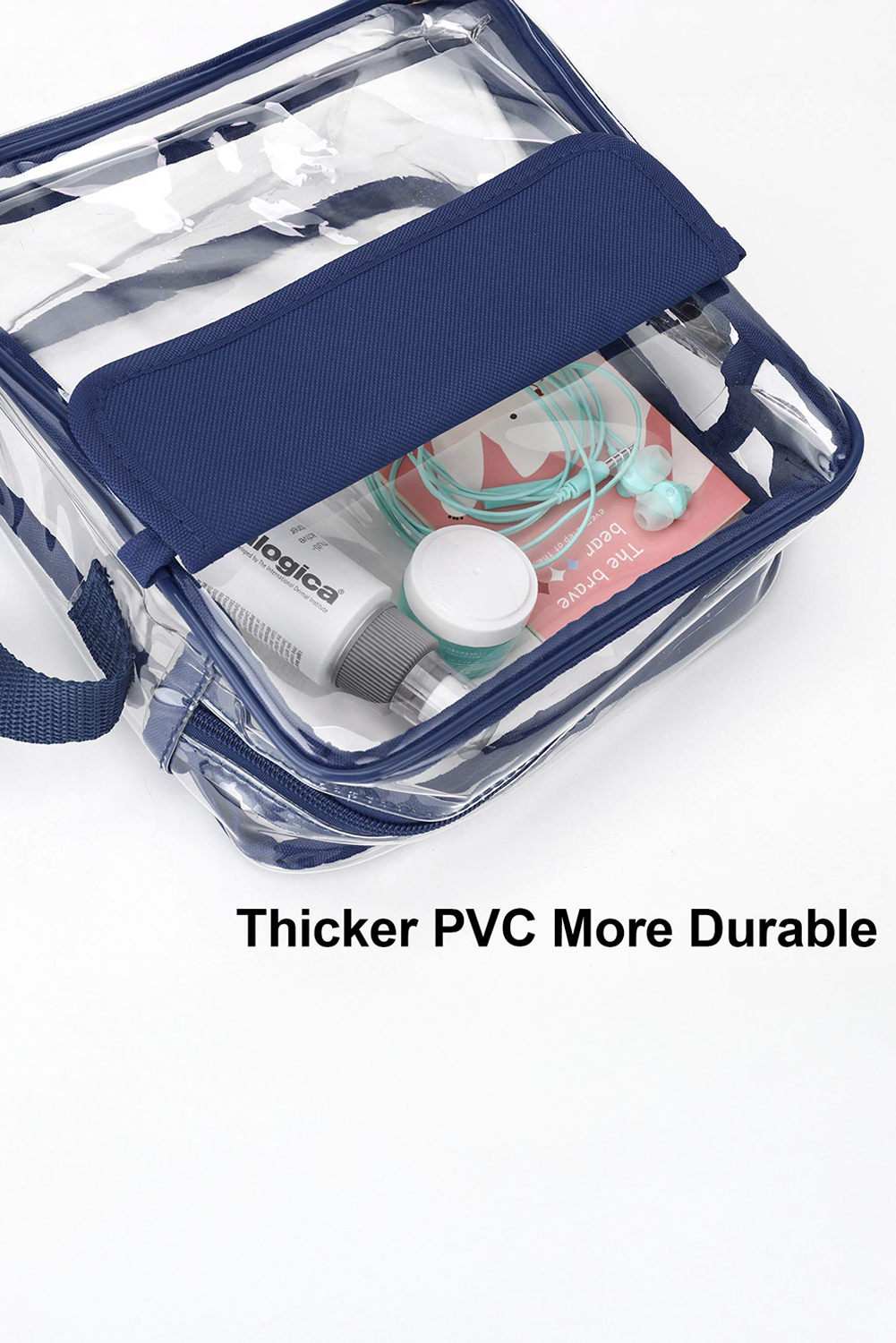 Dark Blue PVC Patchwork Adjustable Strap Square Crossbody Bag