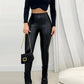 ChicMe CurveEase PU Leather Leggings High Waist Curved Fleece Lined Tights Casual Pants