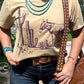Parchment  Western Burro Cactus Crew Neck Graphic Tee