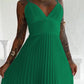 Bandeau Sleeveless Pleated Dress Elegant Flowy A Line Maxi Dress
