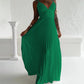 Bandeau Sleeveless Pleated Dress Elegant Flowy A Line Maxi Dress