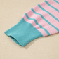 Pink Stripe Trimmed Round Neck Drop Shoulder Loose Sweater