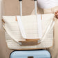 White Quilted Patchwork Large Tote Bag and Clutch 2pcs Set