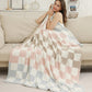 White  Colorblock Checkered Soft Blanket 127*152cm
