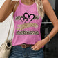 Leopard Print Heart Pattern Heart Sleeveless Tank Casual Loose Fit Top