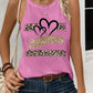 Leopard Print Heart Pattern Heart Sleeveless Tank Casual Loose Fit Top