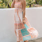 Multicolor Boho Patchwork Print Square Neck Sundress