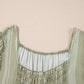 Laurel Green Stripes Ruffled Sleeve Shirred Round Neck Loose Fit Tank Top