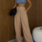 2 Pieces Outfit Zipper Front Sleeveless Denim Crop Top and Casual Side Striped Print Slit Pants Set