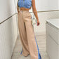 2 Pieces Outfit Zipper Front Sleeveless Denim Crop Top and Casual Side Striped Print Slit Pants Set